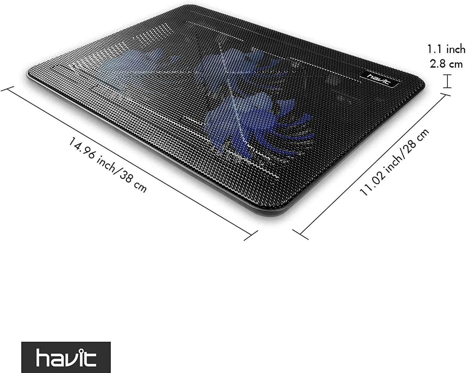 ITEM# 0127   HV-F2056 Gaming Laptop Cooling Pad - Slim USB Powered Laptop Cooler with 3 Fans and Stand for 15.6-17 Inch Laptops (Watch Video)