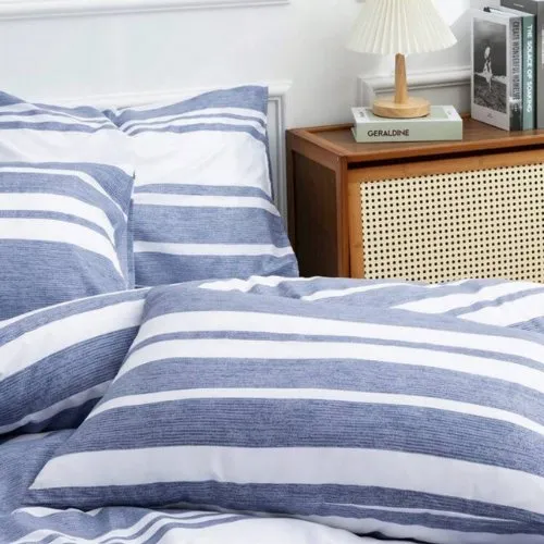 King Size 6 pieces, Blue Stripe Design Duvet cover set.