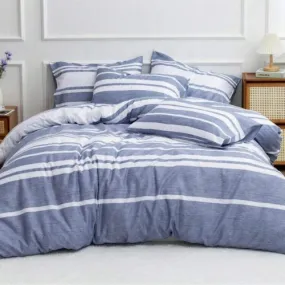 King Size 6 pieces, Blue Stripe Design Duvet cover set.