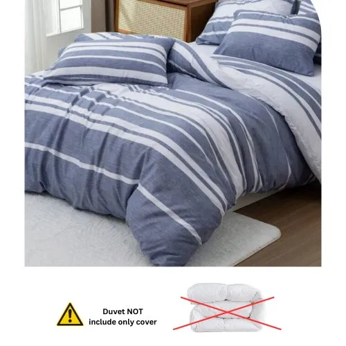 King Size 6 pieces, Blue Stripe Design Duvet cover set.