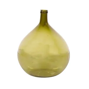 Large 19th Century French Handblown Green Glass Demijohn or Dame Jeanne Bottle