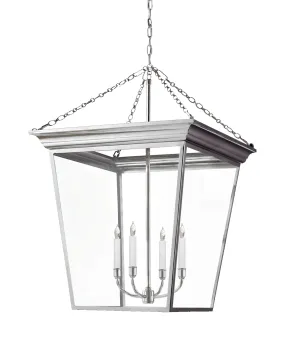 Large Cornice Hanging Lantern, Polished Nickel