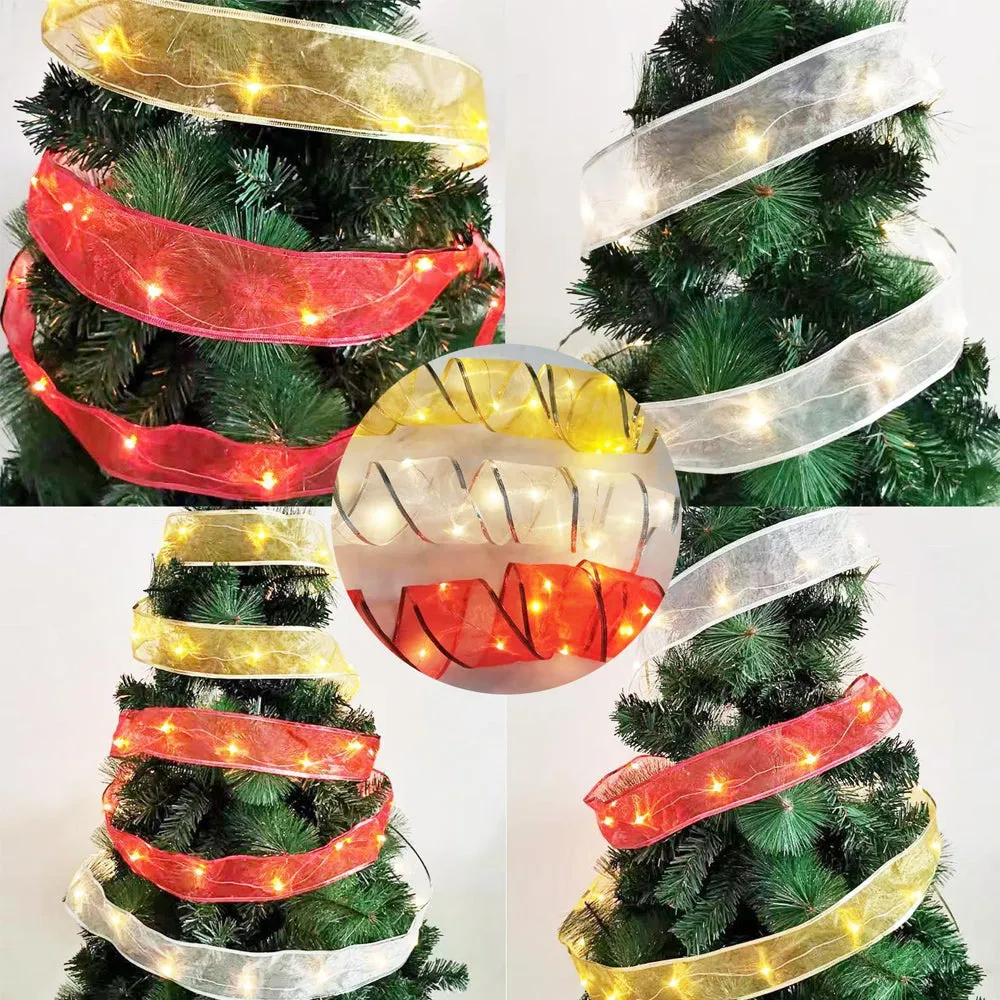 LED Decorative Christmas Ribbon Lights-Battery Operated