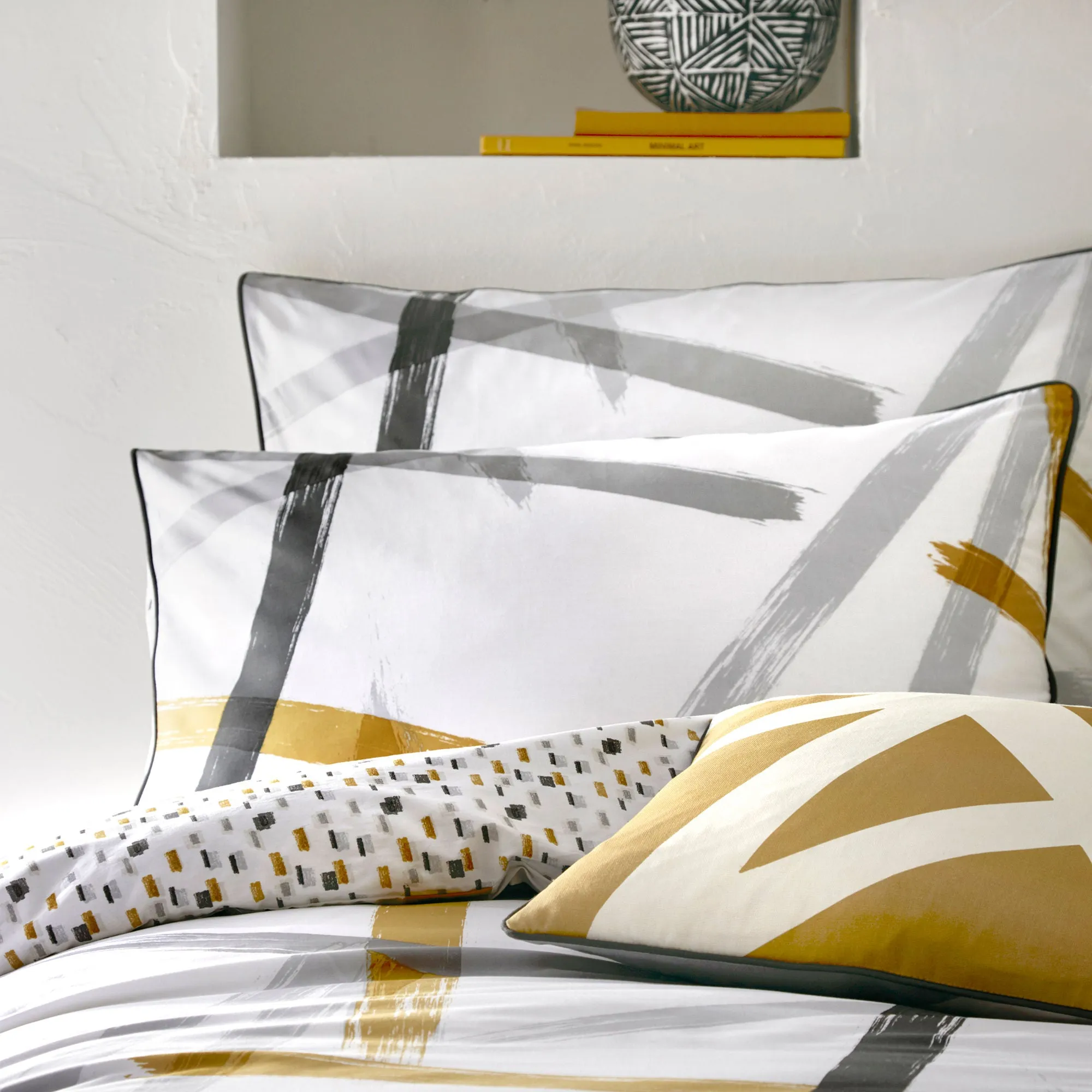 Leda Duvet Cover Set by Appletree Style in Grey & Ochre