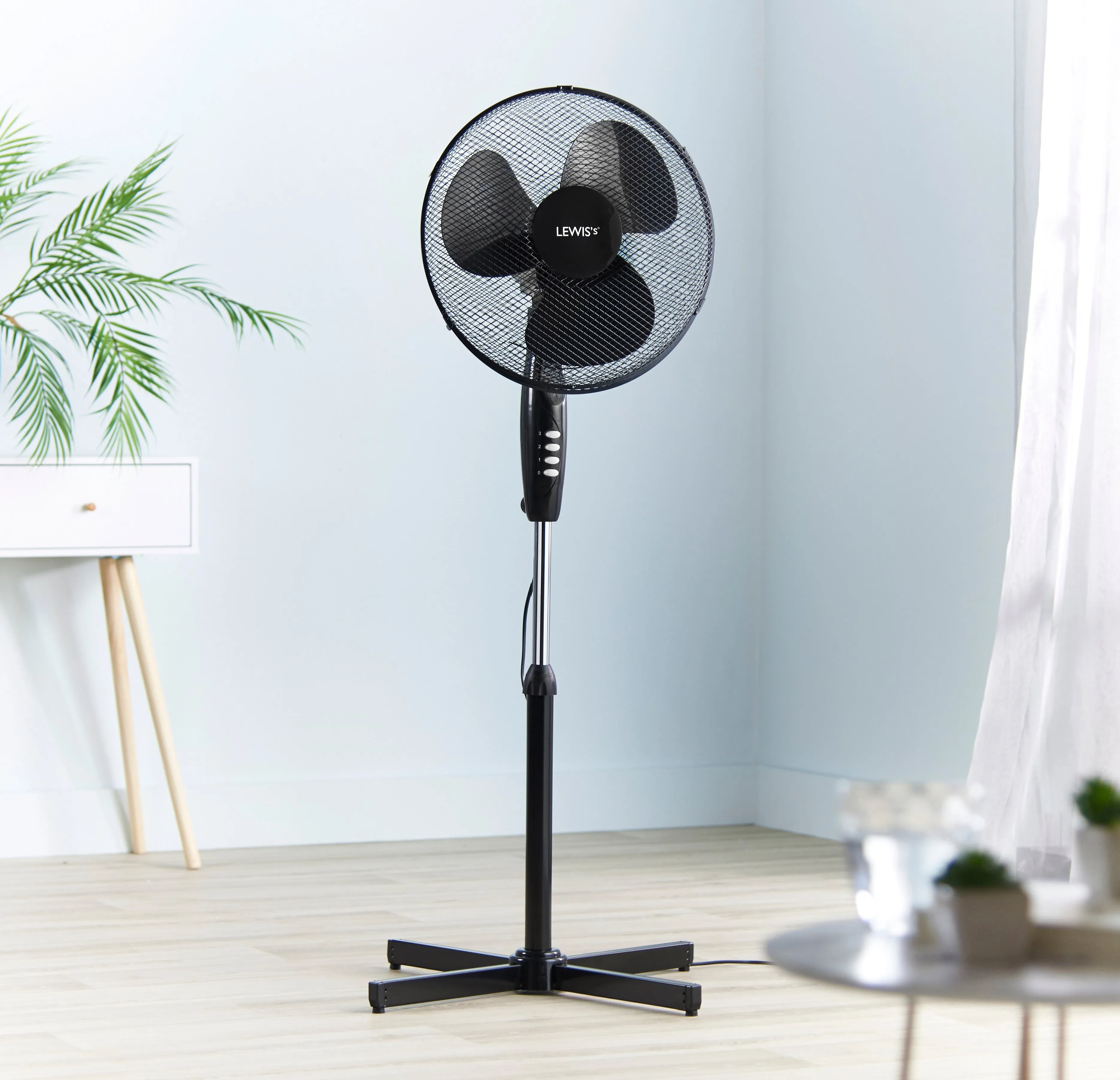 Lewis's  16 Inch Standing Pedestal Fan  - Black