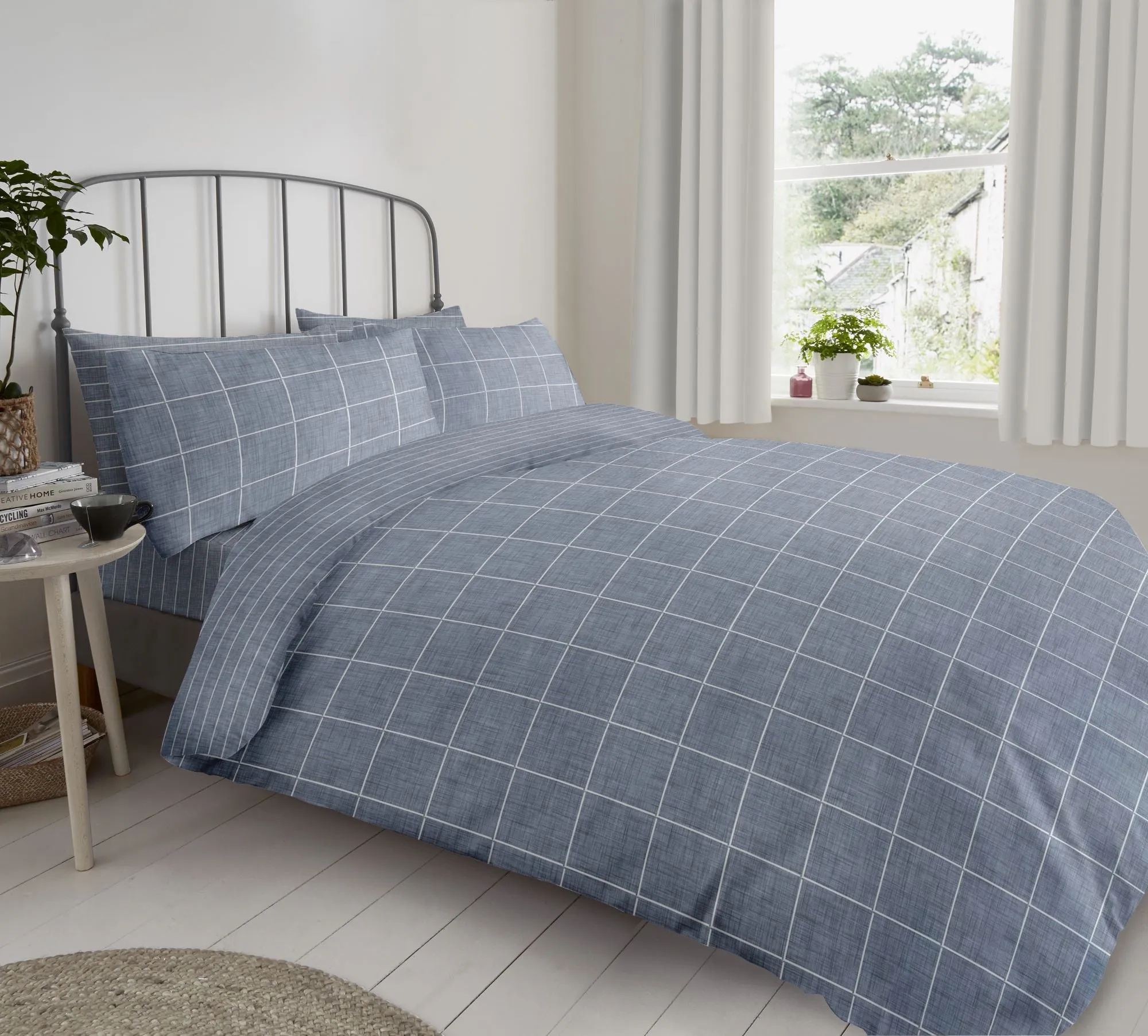 Lewis's Reversible Printed Bed In A Bag - Grey Check