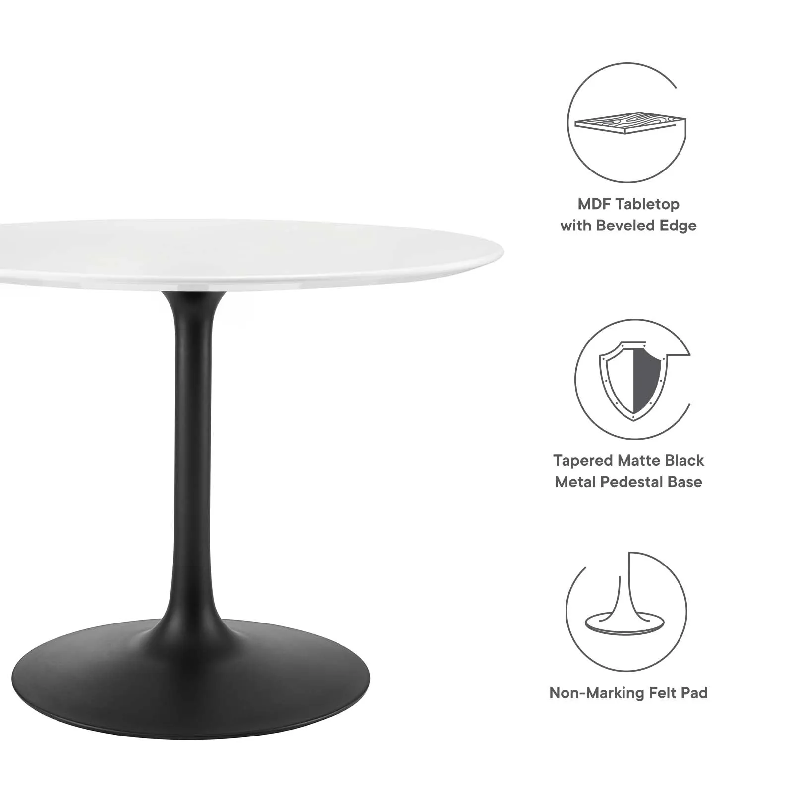 Lippa 40" Round Dining Table Black White EEI-3521-BLK-WHI