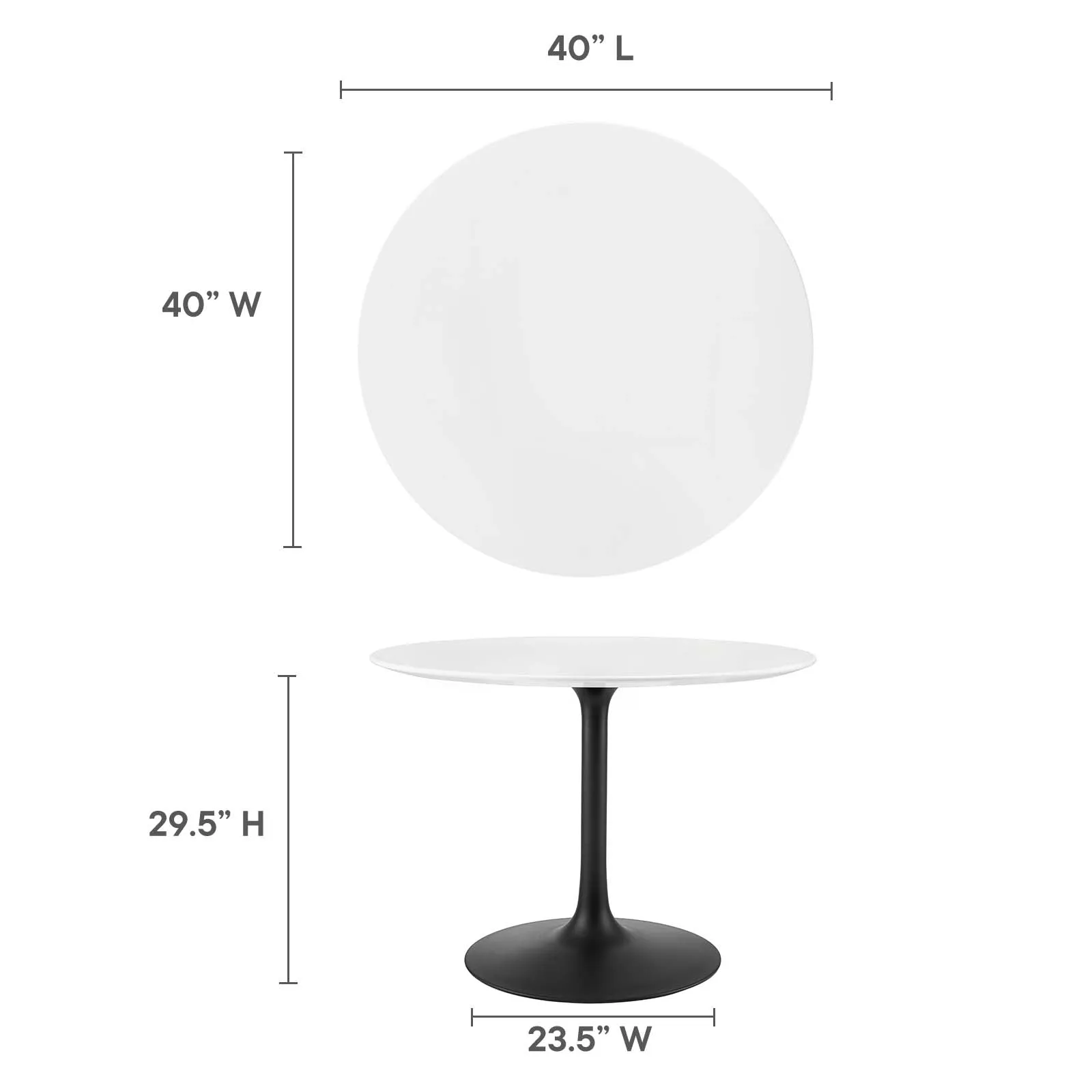 Lippa 40" Round Dining Table Black White EEI-3521-BLK-WHI