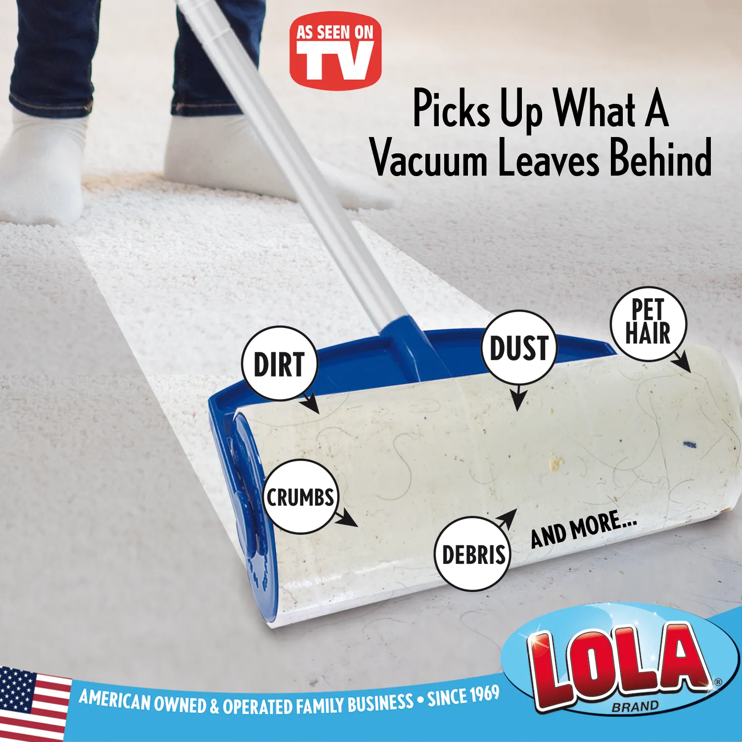 Lola Rola Sticky Mop w/ Aluminum 4-piece handle