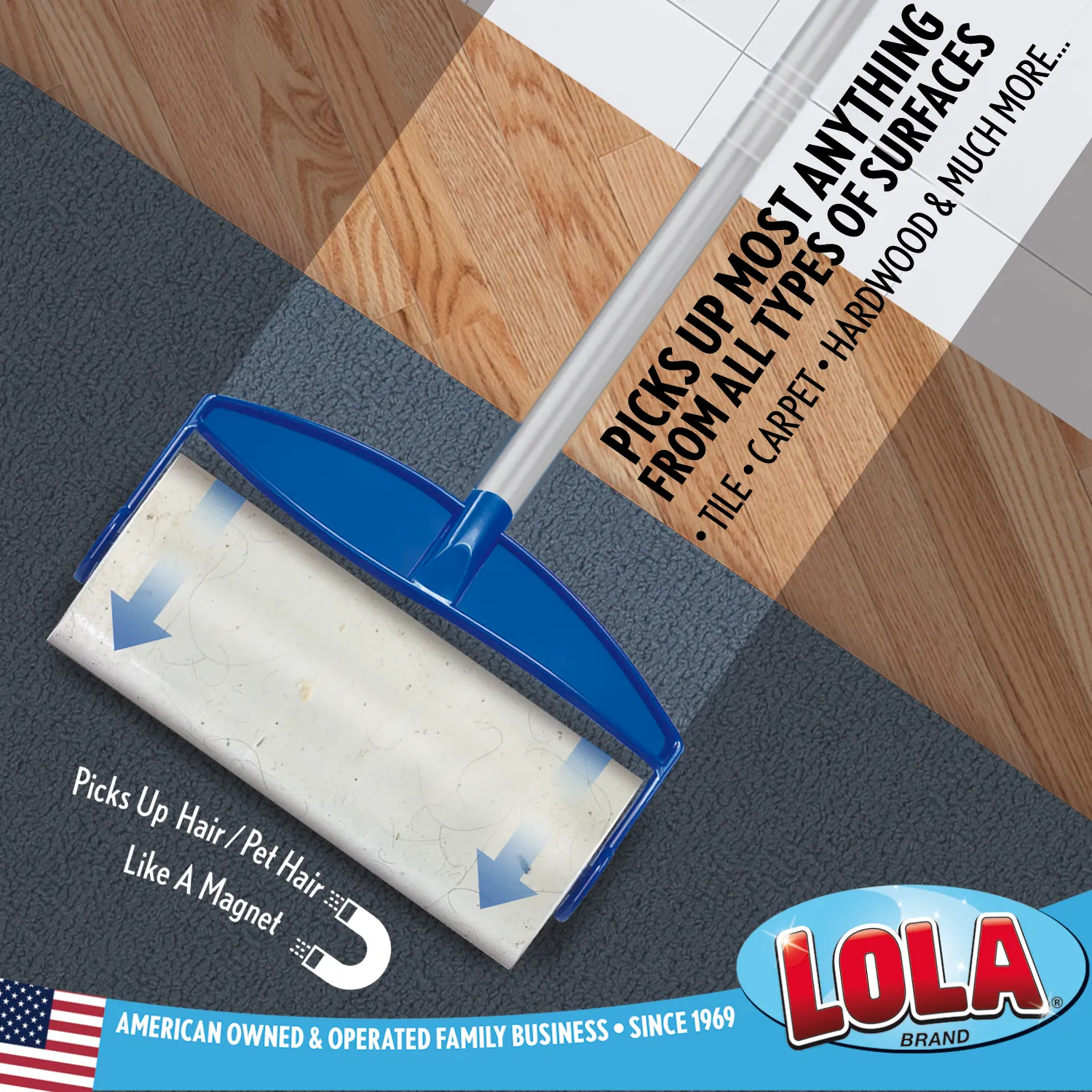 Lola Rola Sticky Mop w/ Aluminum 4-piece handle