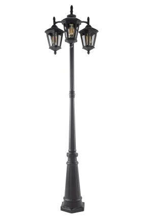 LUTEC-VINTAGE OBLIQUE 3-Head Die-Cast Aluminum LED Outdoor Hard Wired Street Light (Head & Pole)