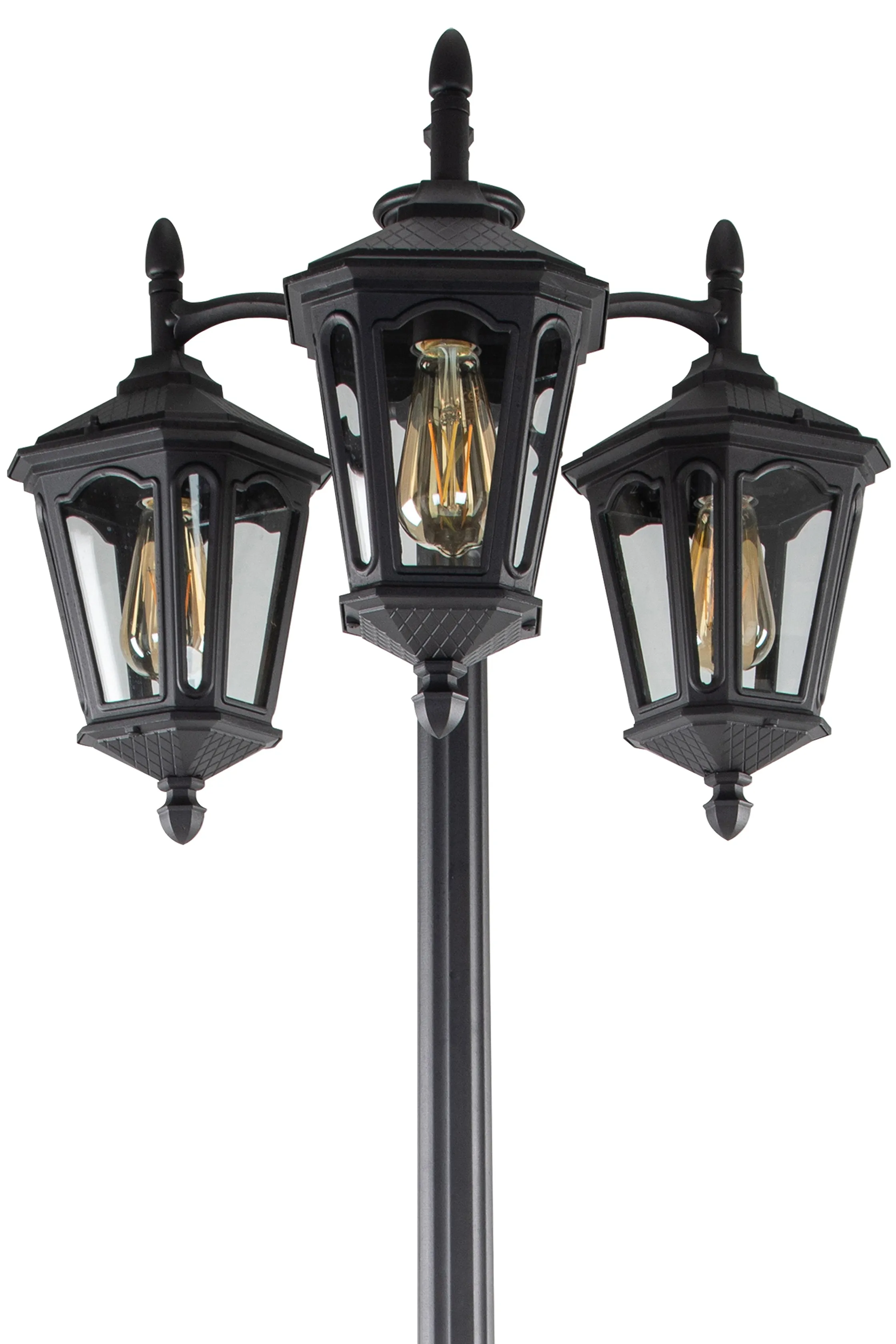 LUTEC-VINTAGE OBLIQUE 3-Head Die-Cast Aluminum LED Outdoor Hard Wired Street Light (Head & Pole)