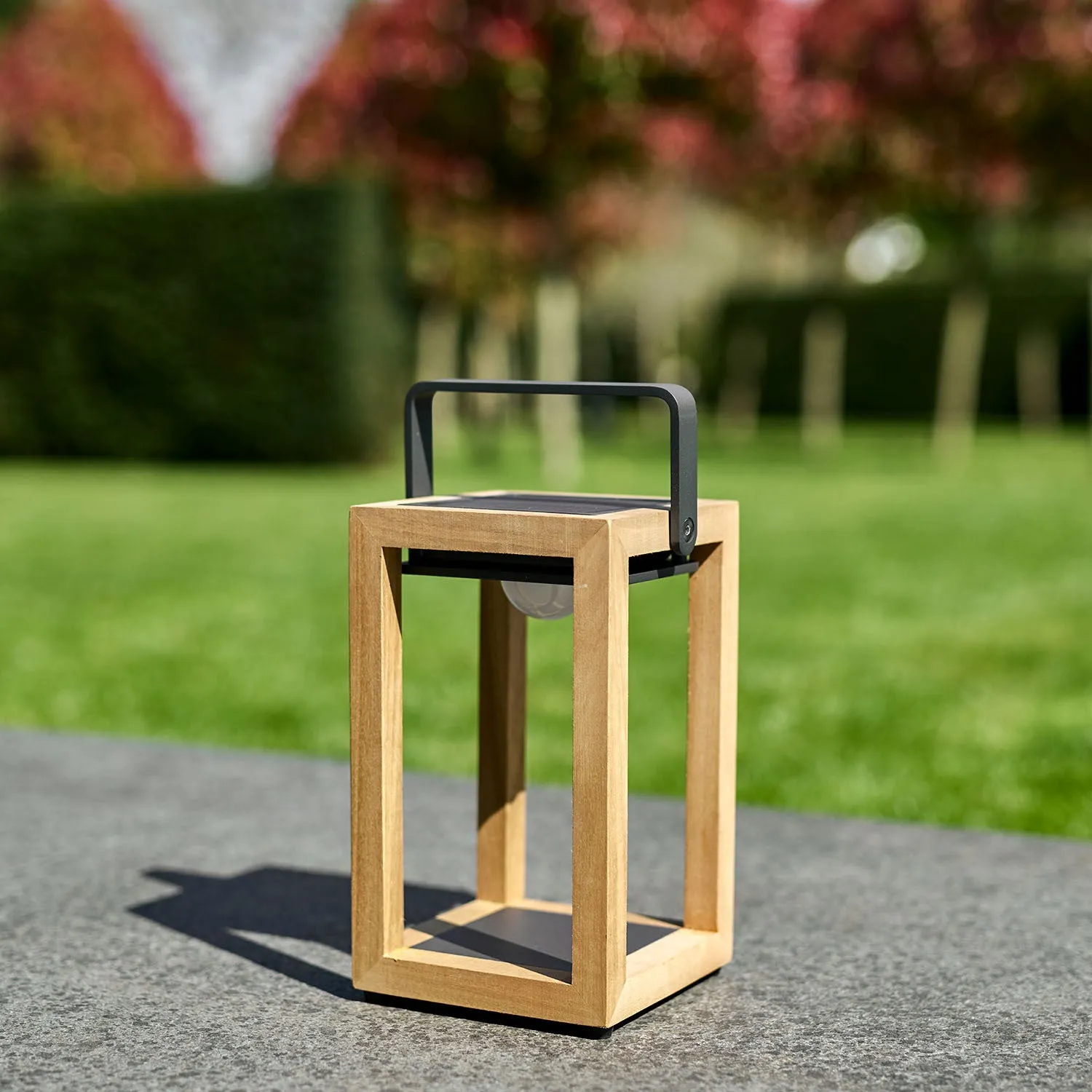 Luxor Table Outdoor and Indoor Solar Lantern In Teak