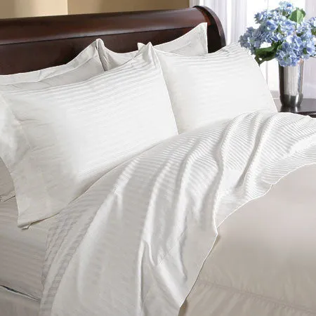 Luxury 4 PC 600 Thread Count 100% Egyptian Cotton King Size Sheet Set Striped In Ivory/Cream