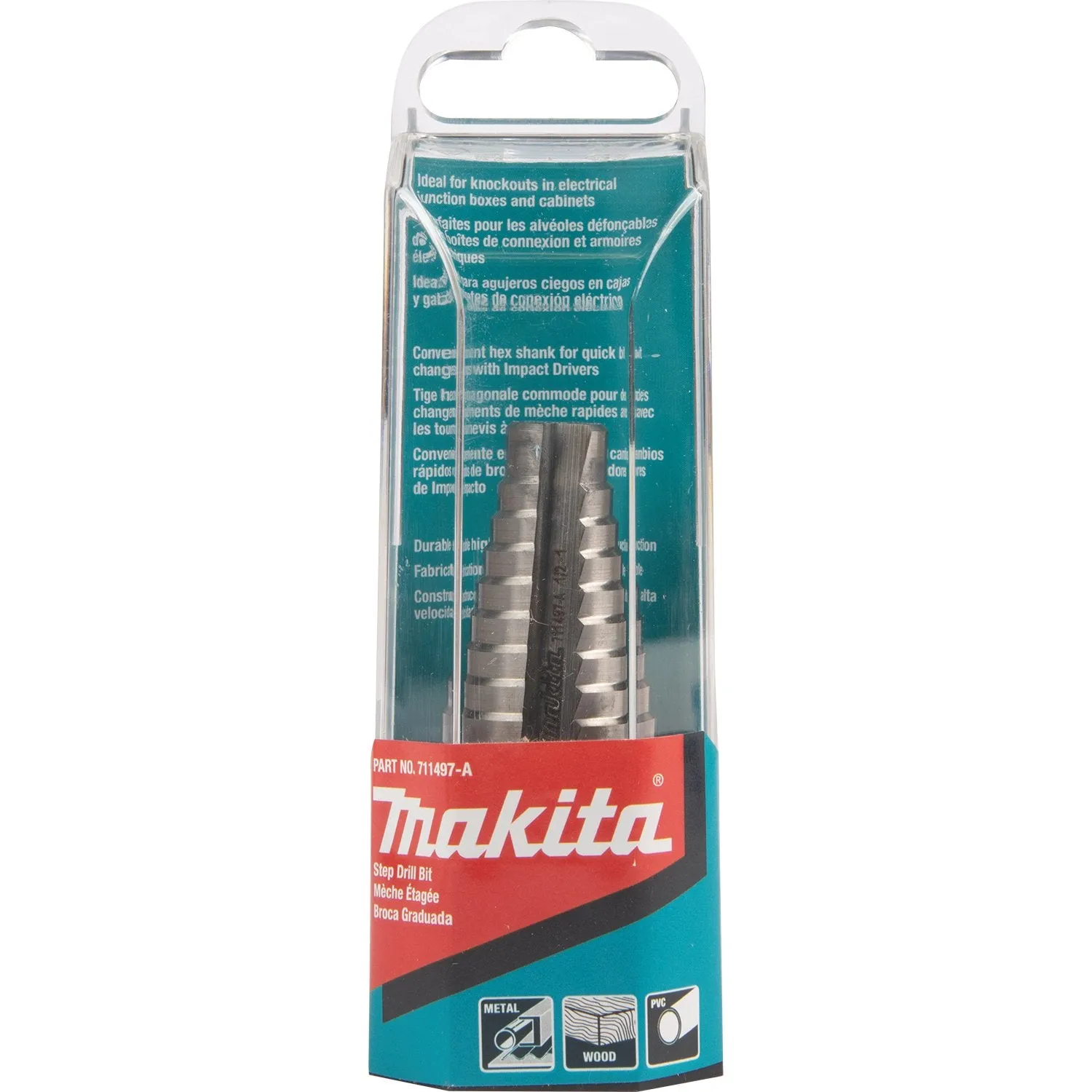 Makita (711497-A) 1/2" - 1" H.S.S. Step Drill Bit, 1/4" Hex Shank