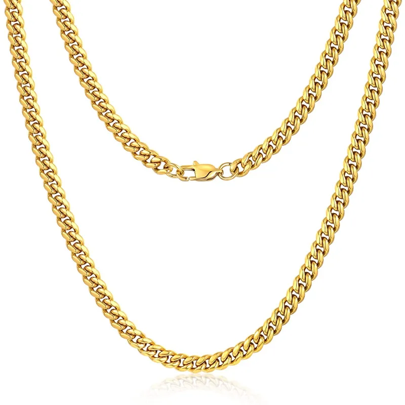 Men's Diamond Cut Necklace Chain 316L Stainless Steel/18K Gold Plated, 4/6/10Mm, 18/20/22/24/26/30 Inch