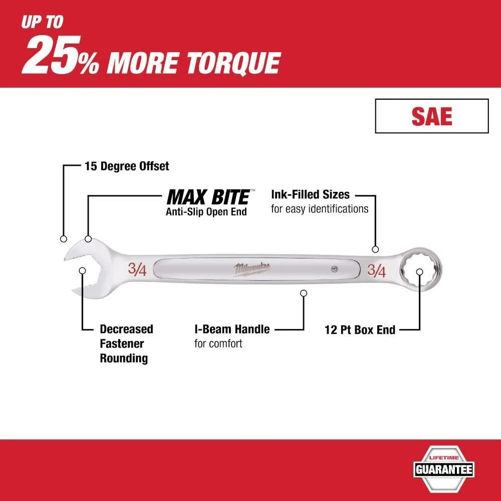 Milwaukee 48-22-9411 11pc SAE Combination Wrench Set