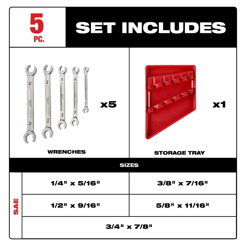 Milwaukee 48-22-9470 5pc Double End Flare Nut Wrench Set - SAE