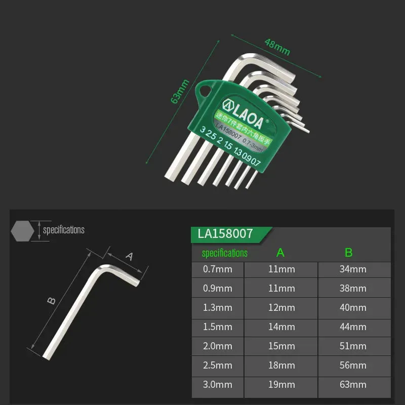 Mini Hexagon Wrench  S2 Socket Head Wrench with Magnetic Ball Head Spanner Tools Allen Key Wrenche Kit