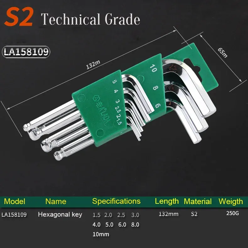 Mini Hexagon Wrench  S2 Socket Head Wrench with Magnetic Ball Head Spanner Tools Allen Key Wrenche Kit