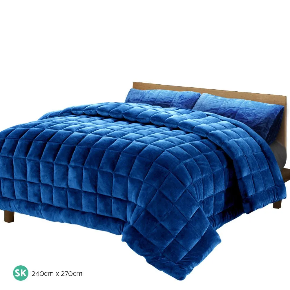 Mink Quilt Comforter Super King Size Navy