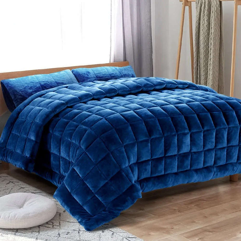 Mink Quilt Comforter Super King Size Navy