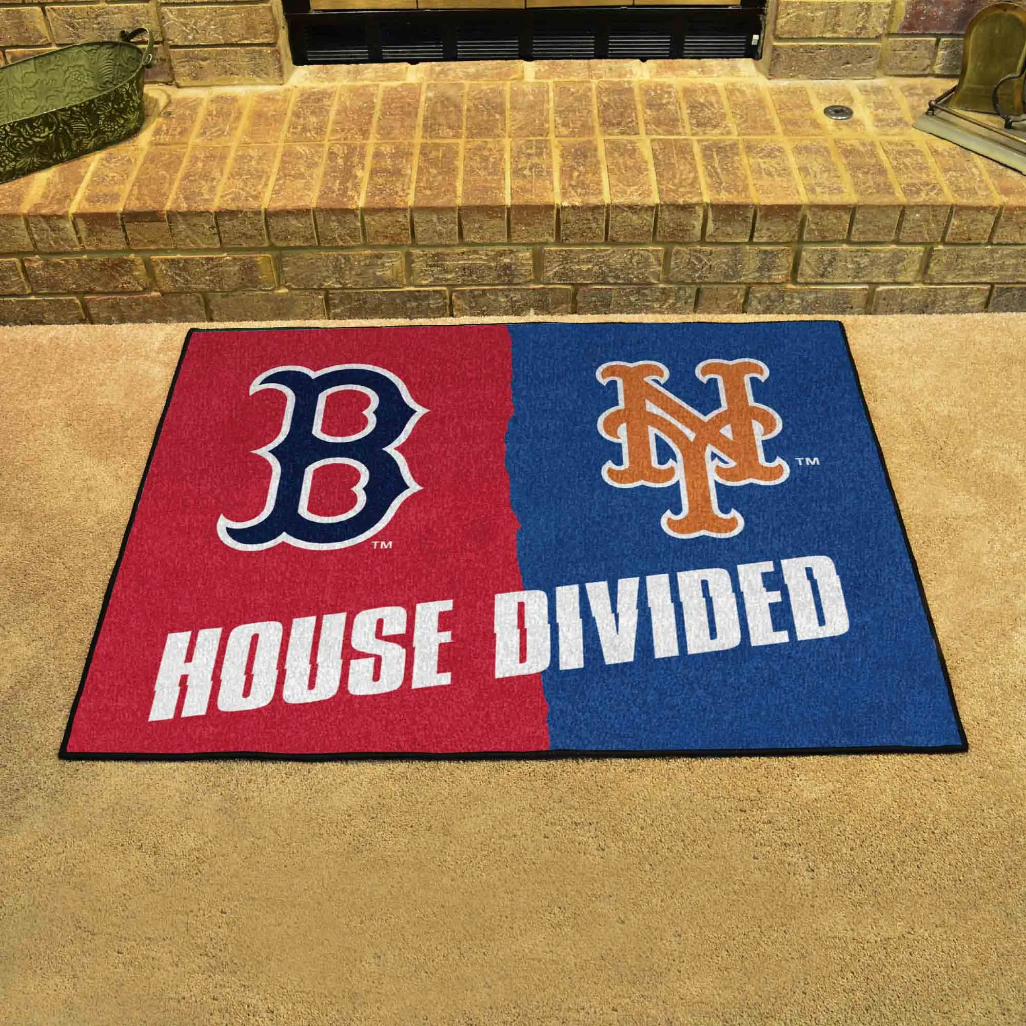 MLB House Divided - Red Sox / Mets House Divided Rug - 34 in. x 42.5 in.