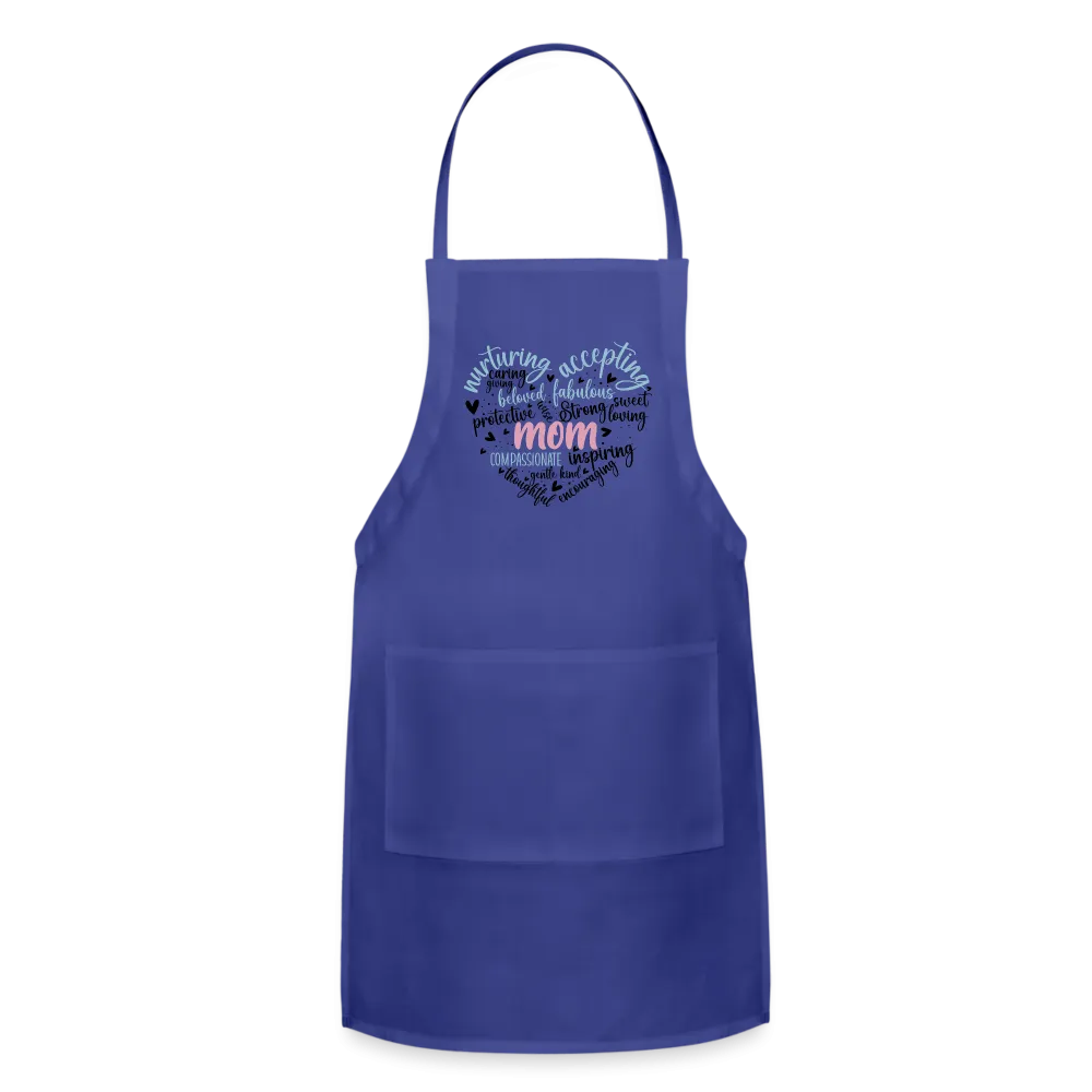 Mom Word Art Heart Adjustable Apron