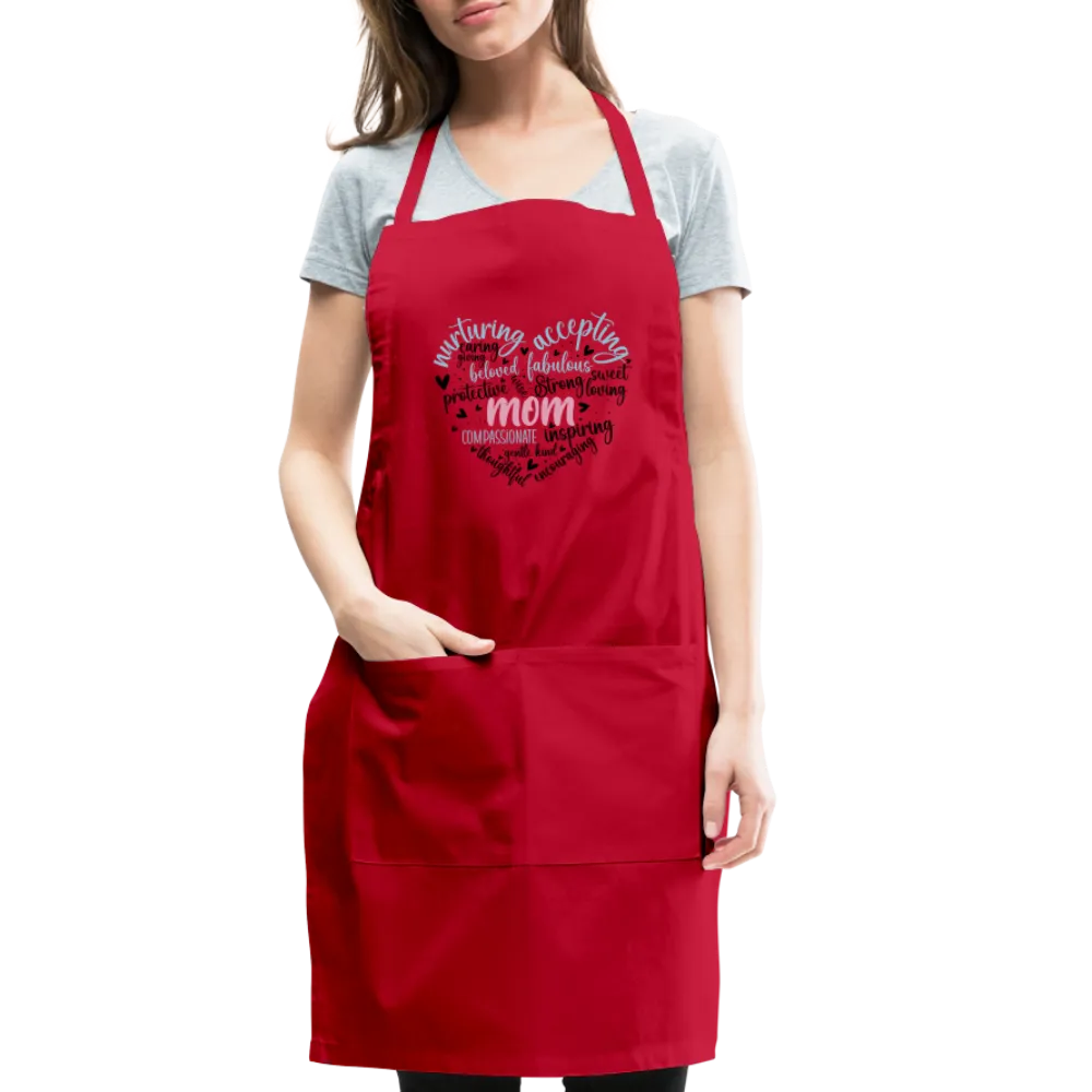 Mom Word Art Heart Adjustable Apron