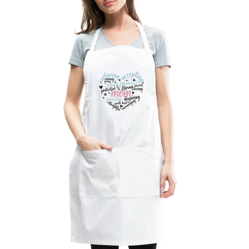 Mom Word Art Heart Adjustable Apron