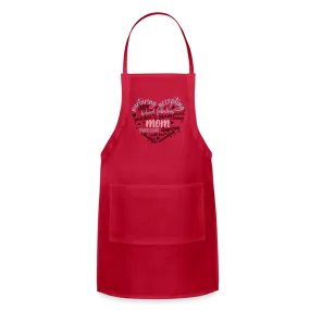 Mom Word Art Heart Adjustable Apron