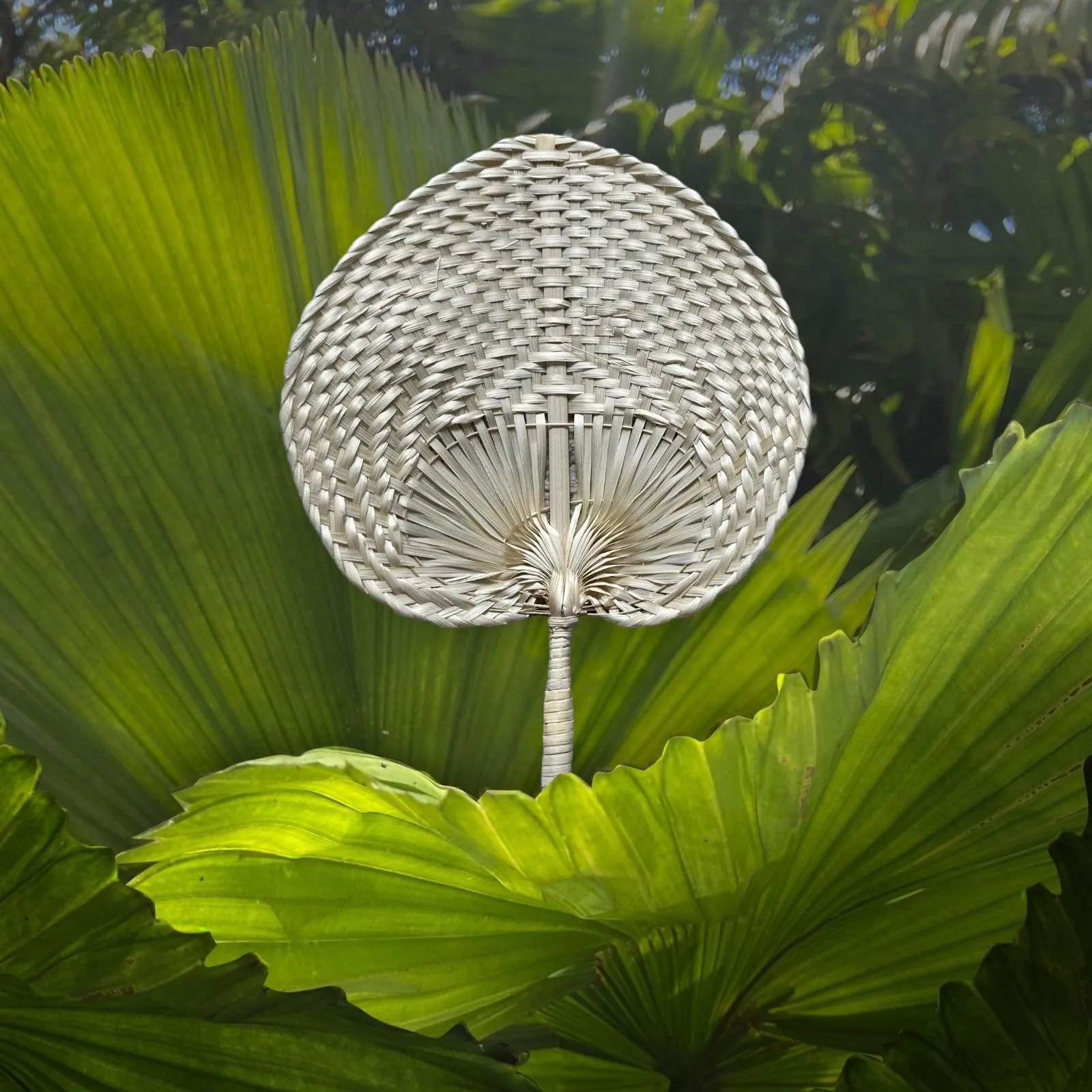 Monochrome Raffia Handmade Fan