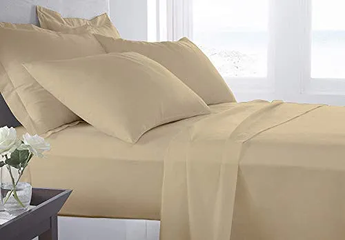 Muskan Collection 3 PC Flat Sheet Microfiber Taupe Solid Flat Bedsheet Two Pillow Covers, 17x27 Inches One Queen Flat Sheet Size 90x102 Inches