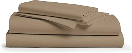 Muskan Collection 3 PC Flat Sheet Microfiber Taupe Solid Flat Bedsheet Two Pillow Covers, 17x27 Inches One Queen Flat Sheet Size 90x102 Inches