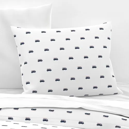 Navy Blue, White and Surfer Red Classic Surf Bus Sheet Set from Surfer Bedding™️