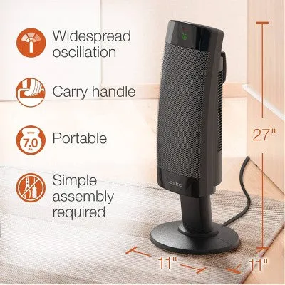 New - Lasko Ceramic Pedestal Tower Indoor Heater Black 1500W CS27600