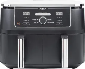 Ninja Foodi MAX Dual Zone Digital Air Fryer, 2 Drawers, 9.5L, 6-in-1, Uses No Oil, Max Crisp, Roast, Bake, Reheat, Dehydrate, Cook 8 Portions, Non-Stick Dishwasher Safe Baskets, Black