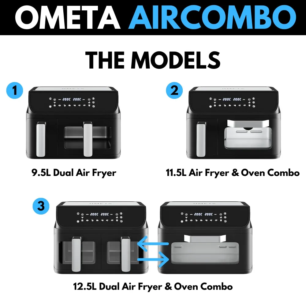 Ometa AirCombo 9.5L Dual Air Fryer, Black