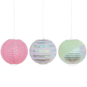 Opalescent Foil 9.5in Lanterns 3ct