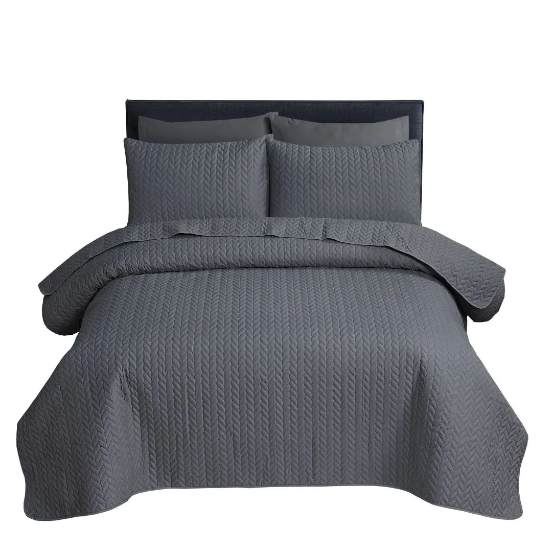 Opus Leaf Pinsonic Duvet Set - Charcoal