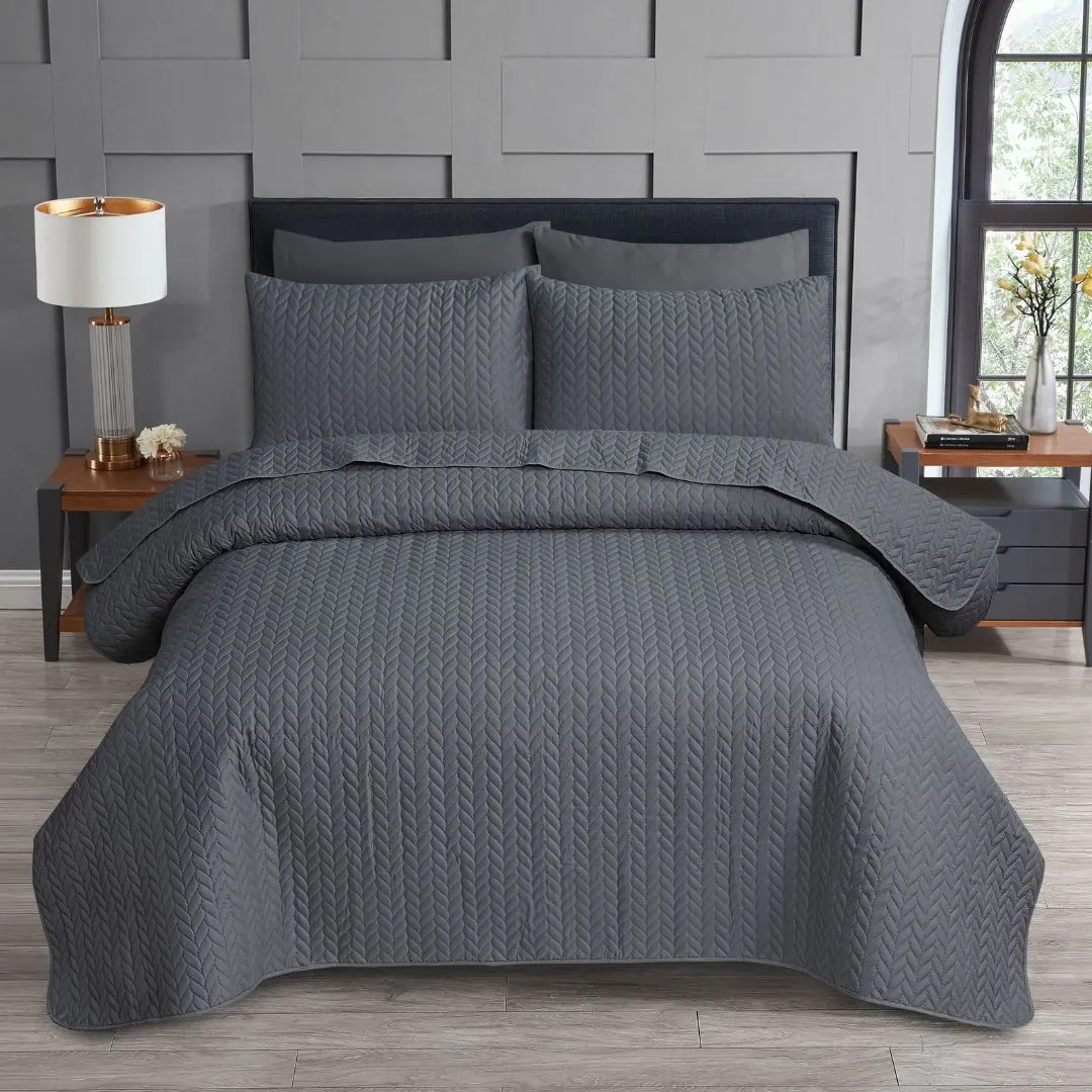 Opus Leaf Pinsonic Duvet Set - Charcoal