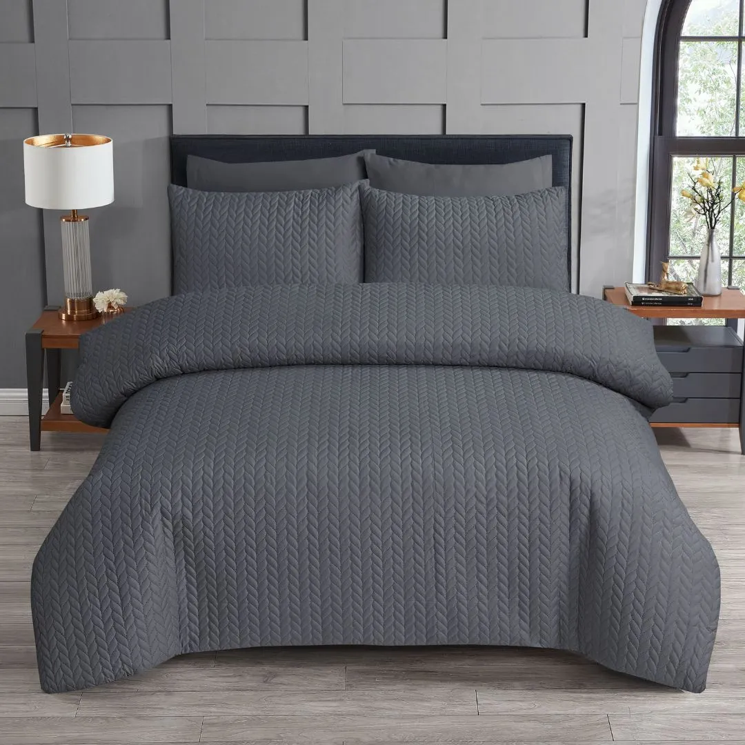 Opus Leaf Pinsonic Duvet Set - Charcoal