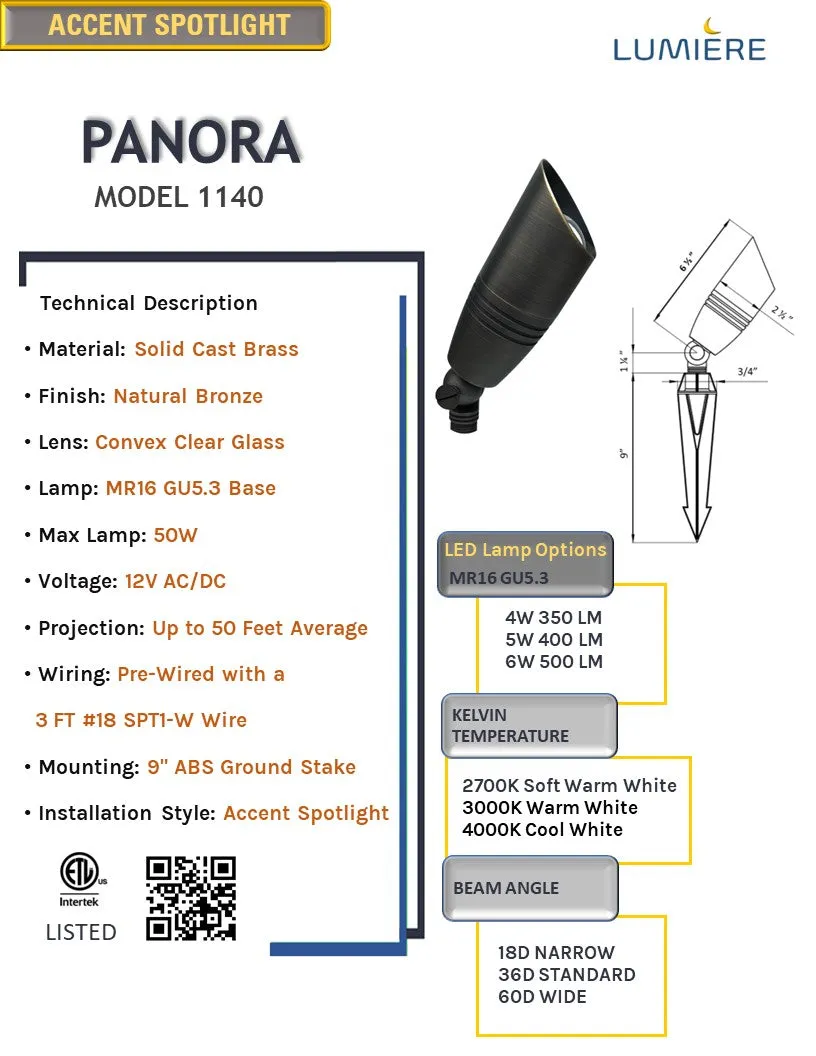 Panora Solid Cast Brass Directional Spot Light Natural Bronze