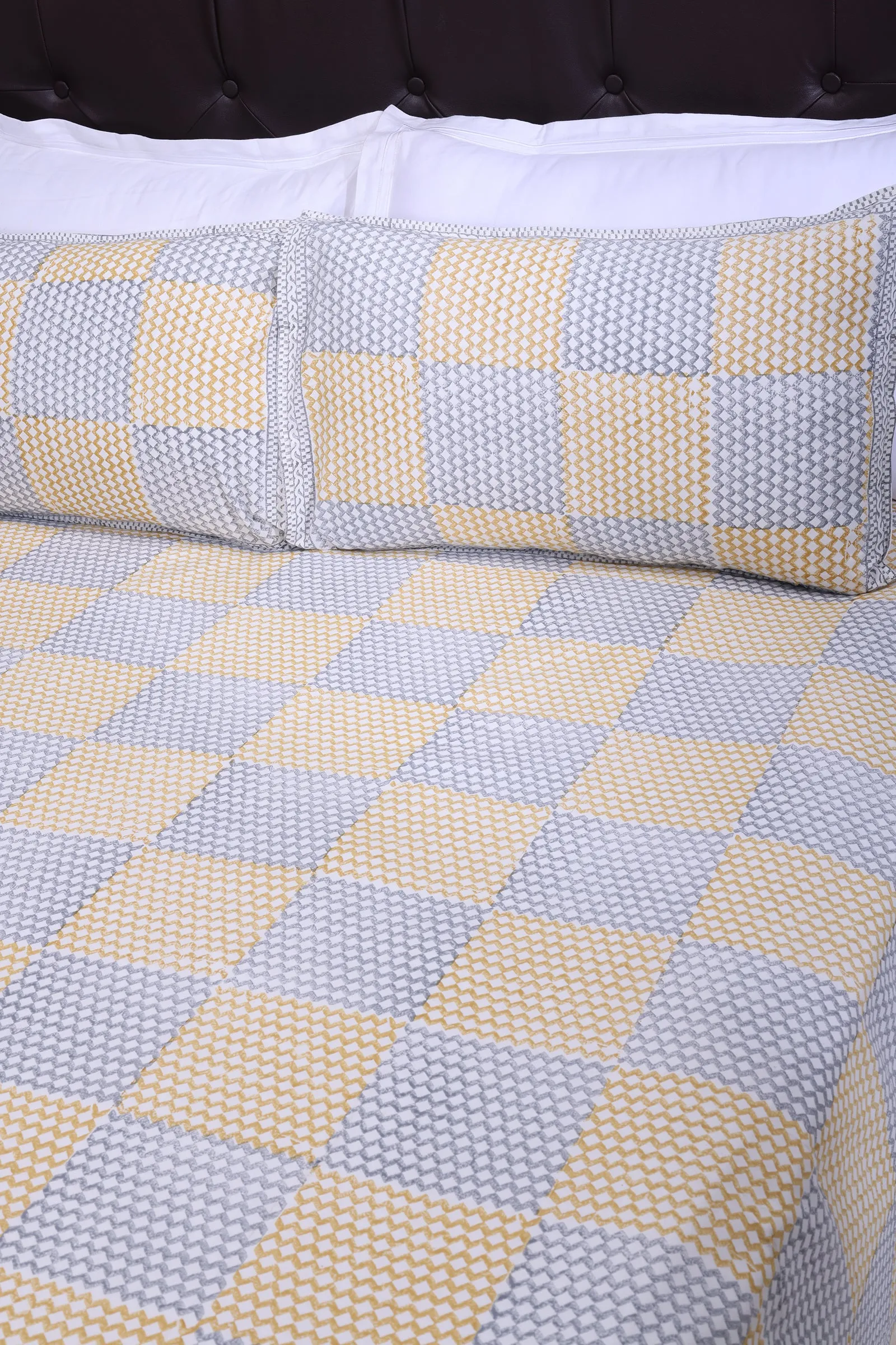 Parvati Chevron Yellow Cotton Percale Bedsheet