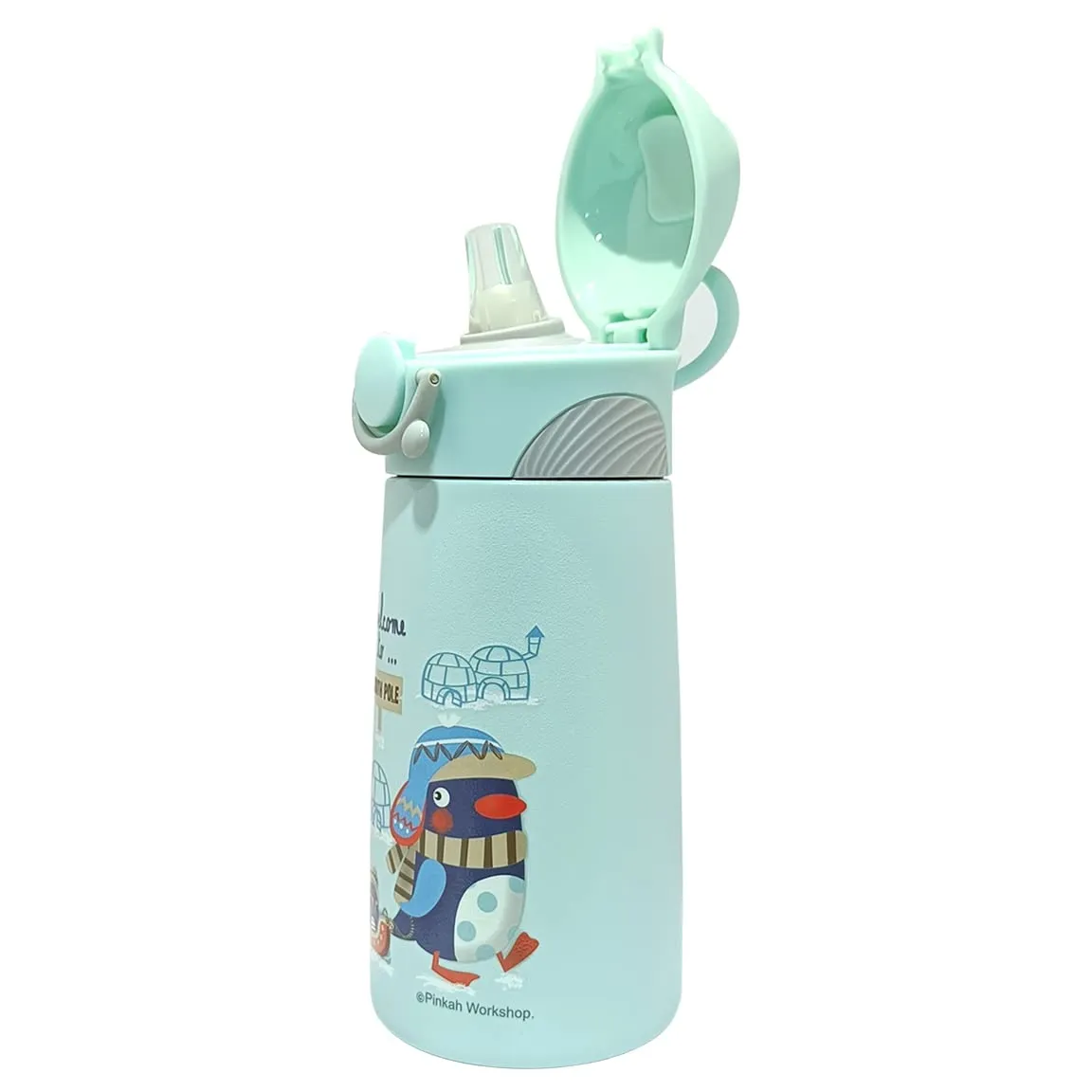 (PINKAH) Kids Cartoon Design Bottle | Stainless Steel (390ML) - Blue