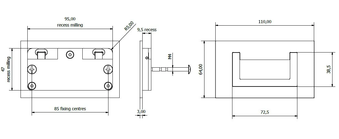 Plain Flush Chest Pull Handle