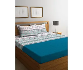 Portico New York Super King Size Super Soft Cotton Bedsheet with 2 Pillow Covers - Multicolor; 9 x 9 Ft