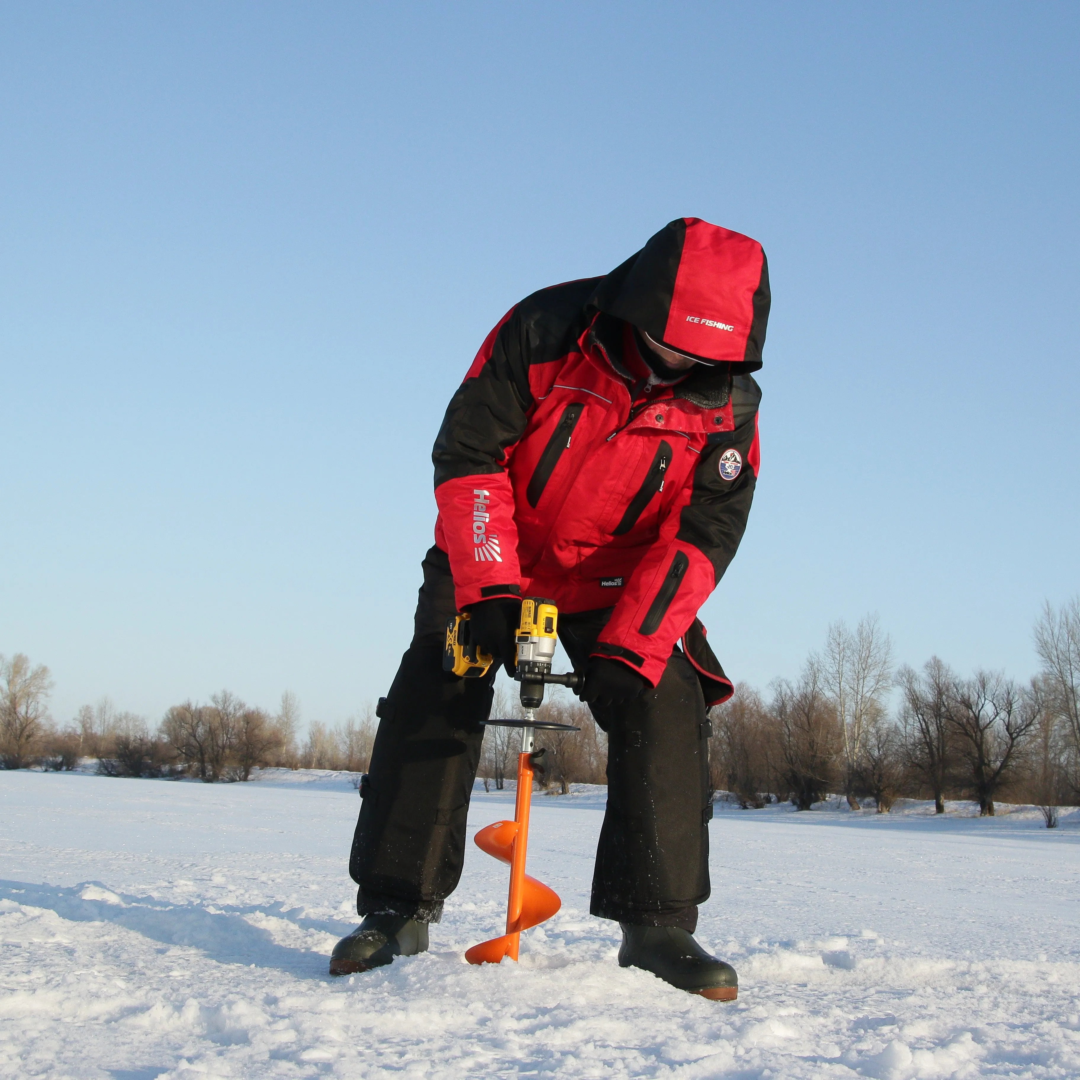 Professional Ice Fishing Auger Drill Bit with Cordless Drill Adapter | Drill Attachment Adapter with Safety Handle | Essential Ice Fishing Gear for Ice Anglers