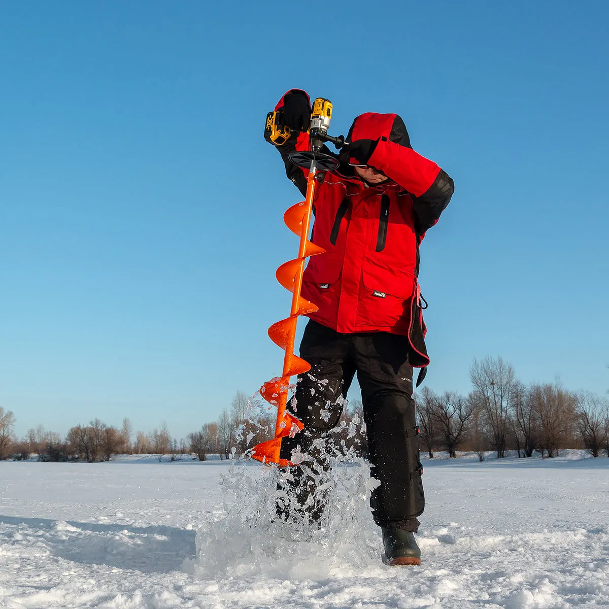 Professional Ice Fishing Auger Drill Bit with Cordless Drill Adapter | Drill Attachment Adapter with Safety Handle | Essential Ice Fishing Gear for Ice Anglers