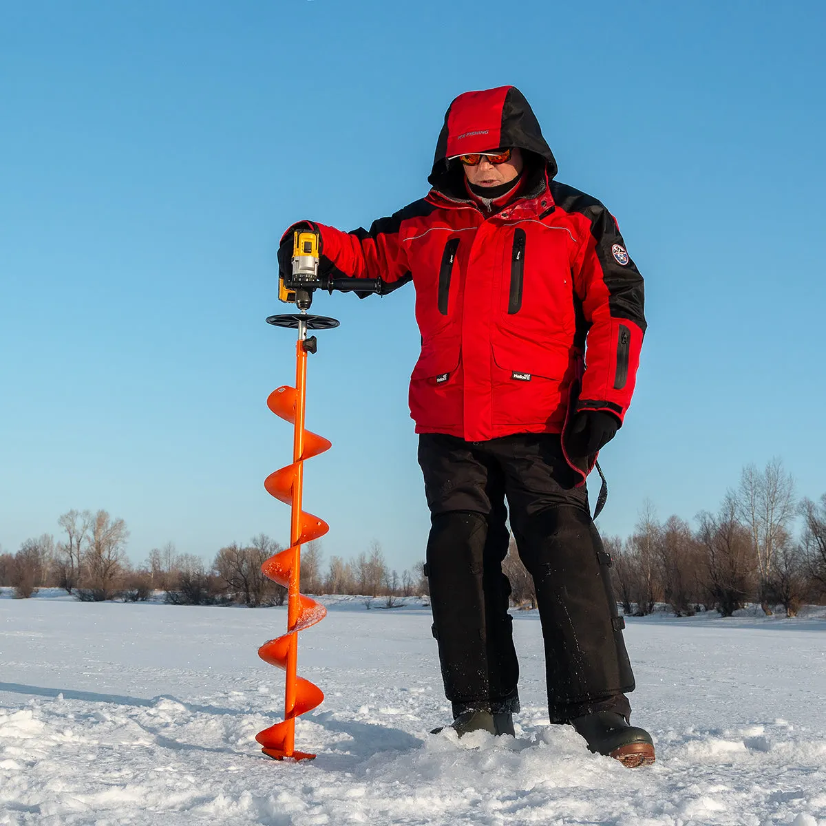 Professional Ice Fishing Auger Drill Bit with Cordless Drill Adapter | Drill Attachment Adapter with Safety Handle | Essential Ice Fishing Gear for Ice Anglers